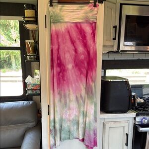 Love Tanjane Pink and Green Tie-Dye Maxi Skirt size medium